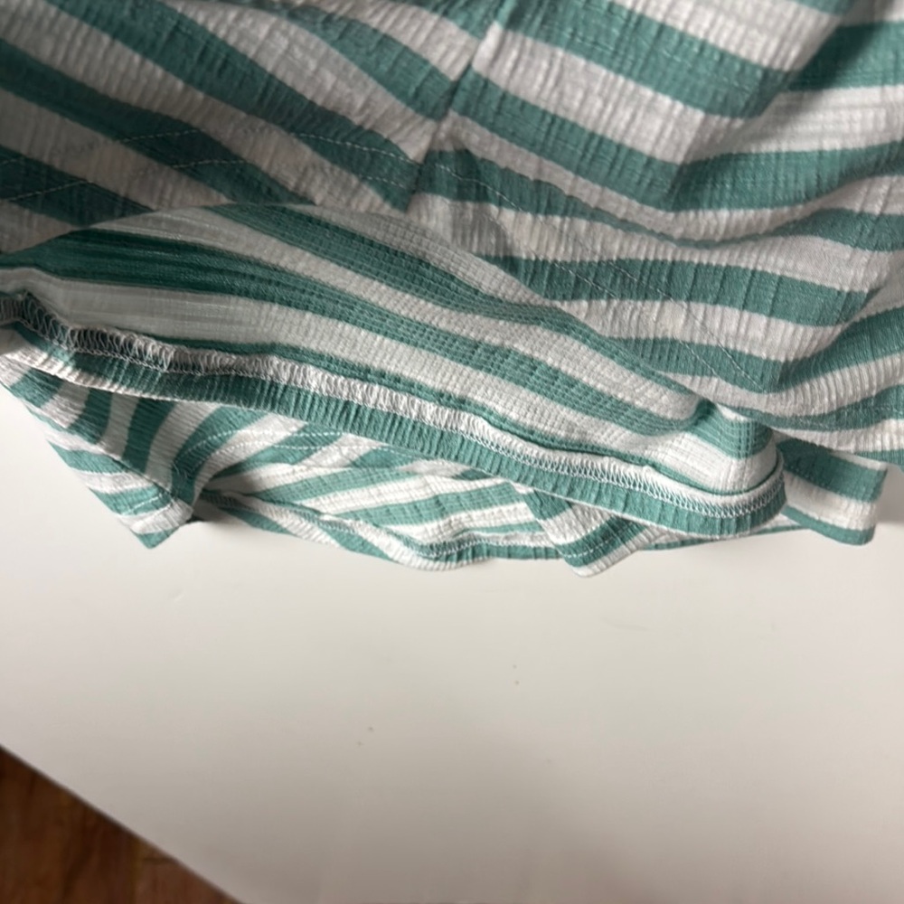 JANE + DELANCEY NWT SZ 2X GREEN/White Striped Tunic ROLL UP SLEEVES BUTTON FRONT - Picture 7 of 11